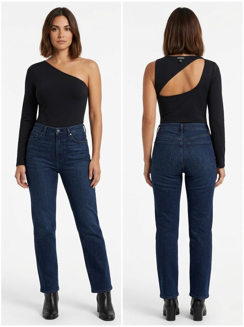 NWT Express Black Knit Asymmetrical Lined Bodysuit Women Size M
